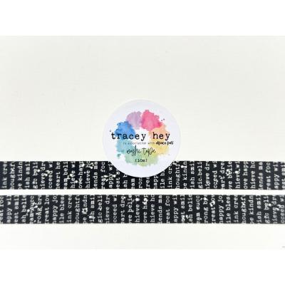 Tracey Hey Washi Tape - Black With White Text
